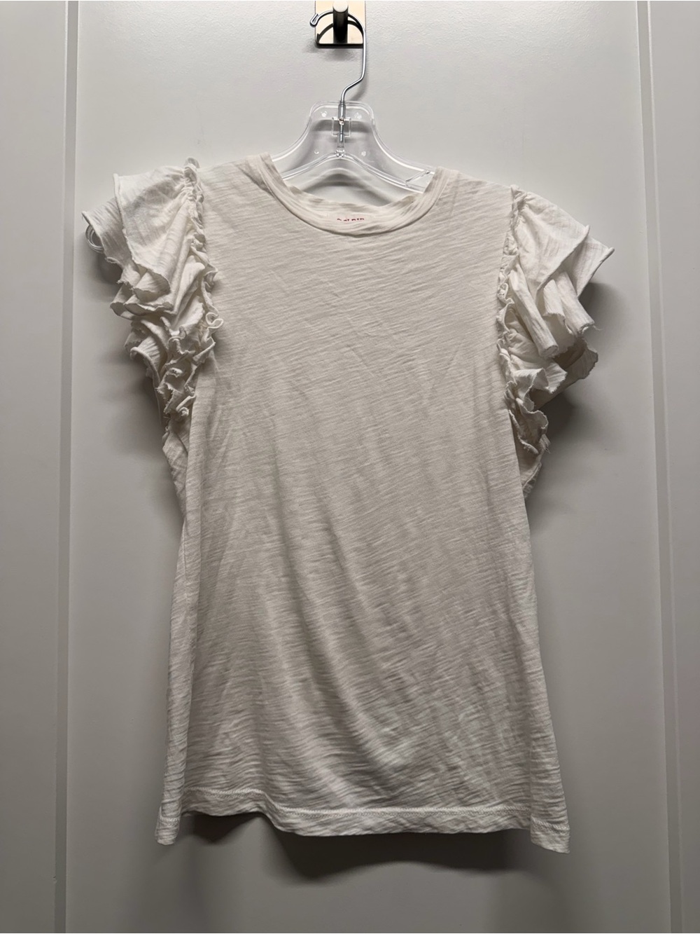 GOLDIE White Ruffle Sleeve Women's Tee